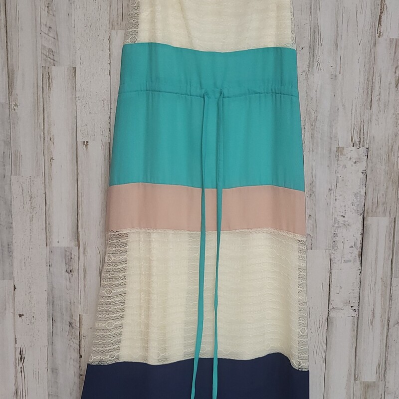 M Teal Striped Maxi Dress