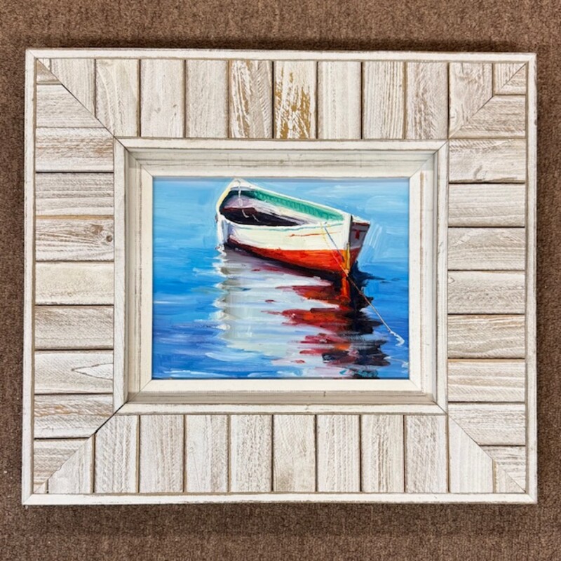 Boat Reflection Painting Wood Frame
White, Red, Blue
Size: 18x16H