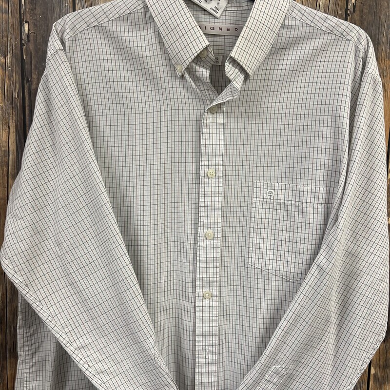 White Plaid Aiger Shirt, Size: 16 1/2