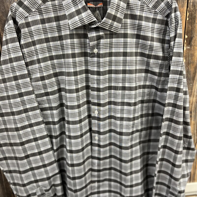 Gray Plaid Van Heusen Shi, Size: Xl