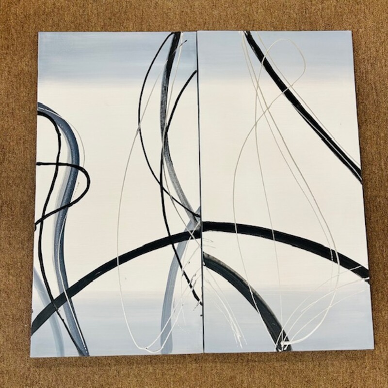 Set of 2 Modern Painted Swirl Canvases
Gray White Black
Each Panel Size: 16 x 32H
Coordinating canvases sold separately