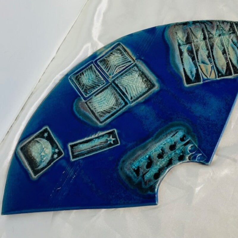 Michael Cohen Ceramic Wall Slice
Blue Black Aqua Size: 16 x 8H