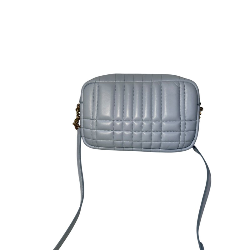 Burberry Lola Baby Blue Camera Crossbody<br />
<br />
Style Code: ITPELMAG8526PRA<br />
<br />
Dimensions: 9H X 6 L inches<br />
<br />
In very good condition. Some minor scratching on hardware.<br />
<br />
Does not come with original dust bag or box