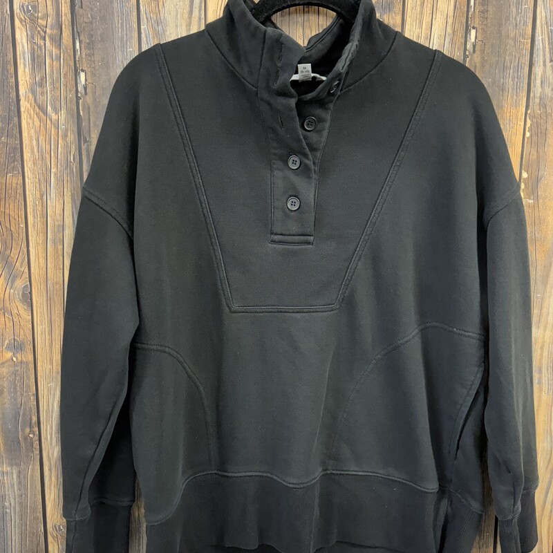 Black Button Pullover, Size: M