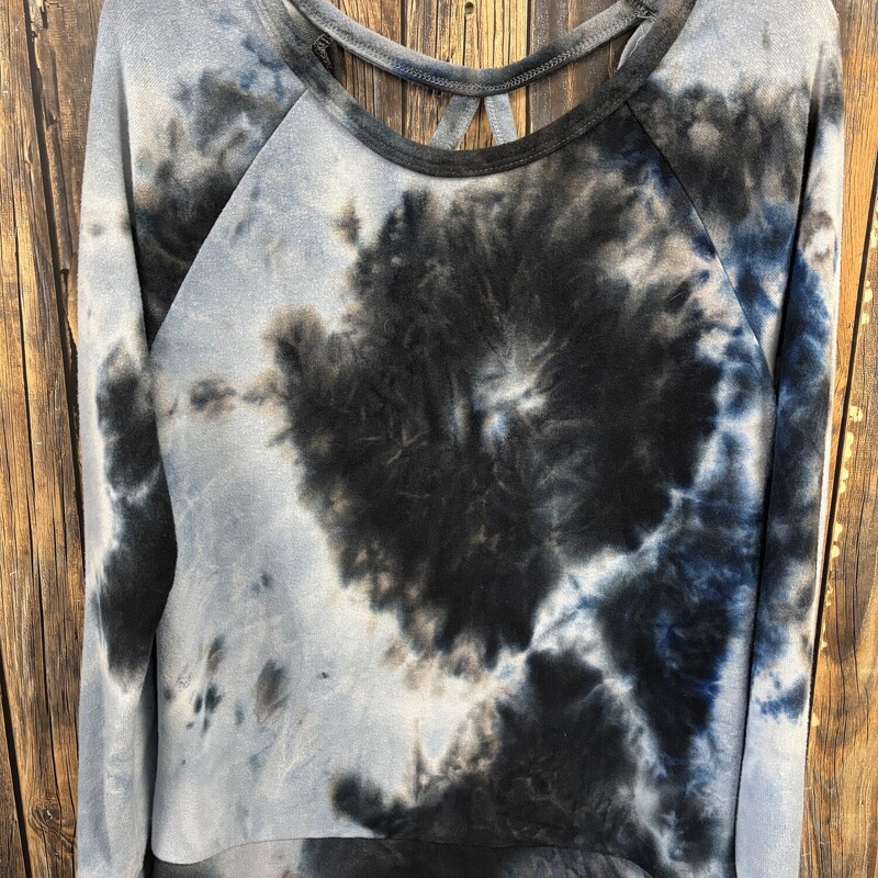 Blue Black Tiedye Shirt, Size: S