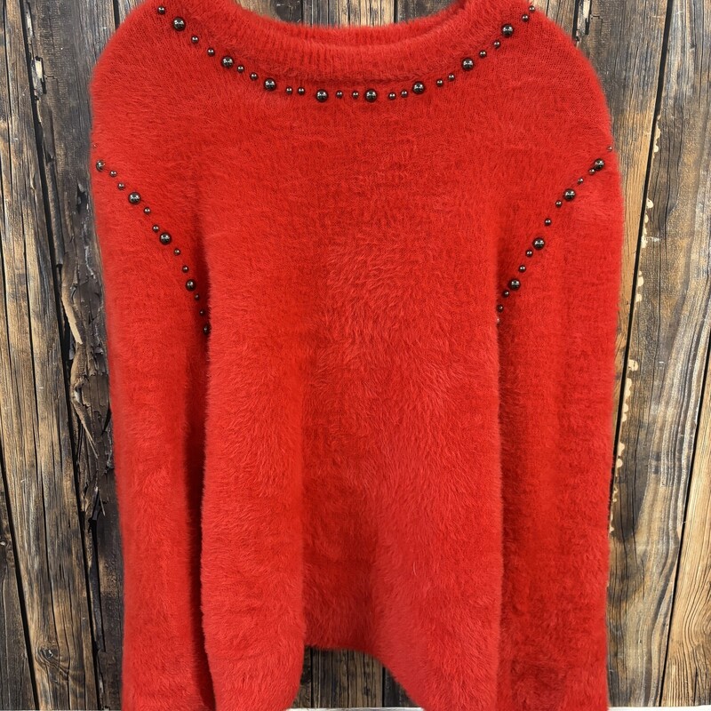 Red Fuzzy Sweater, Size: M