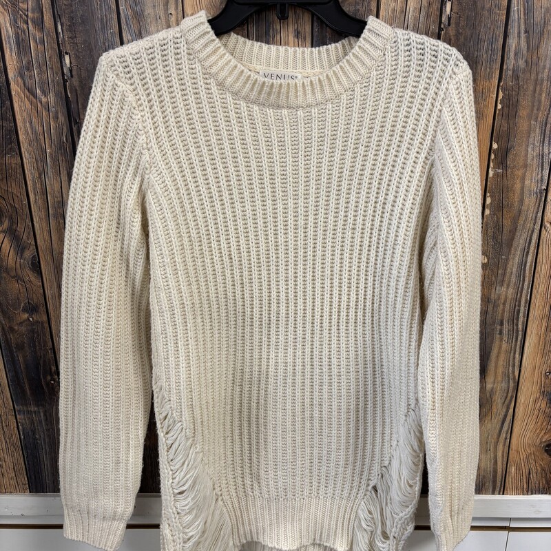 Cream Knit Sweater, Size: L