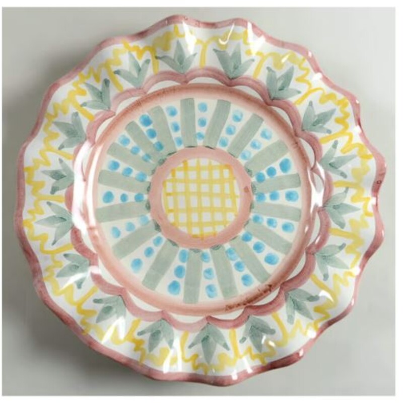 Mackenzie Childs Madison Dinner Plate
Red Green Yellow Blue Size: 11.5 diameter