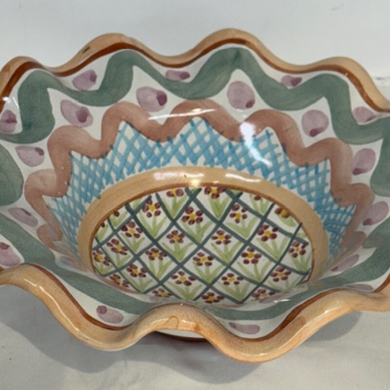 Mackenzie Childs Heather Bowl
Pink Orange Green Blue Size: 8.5 x 3H