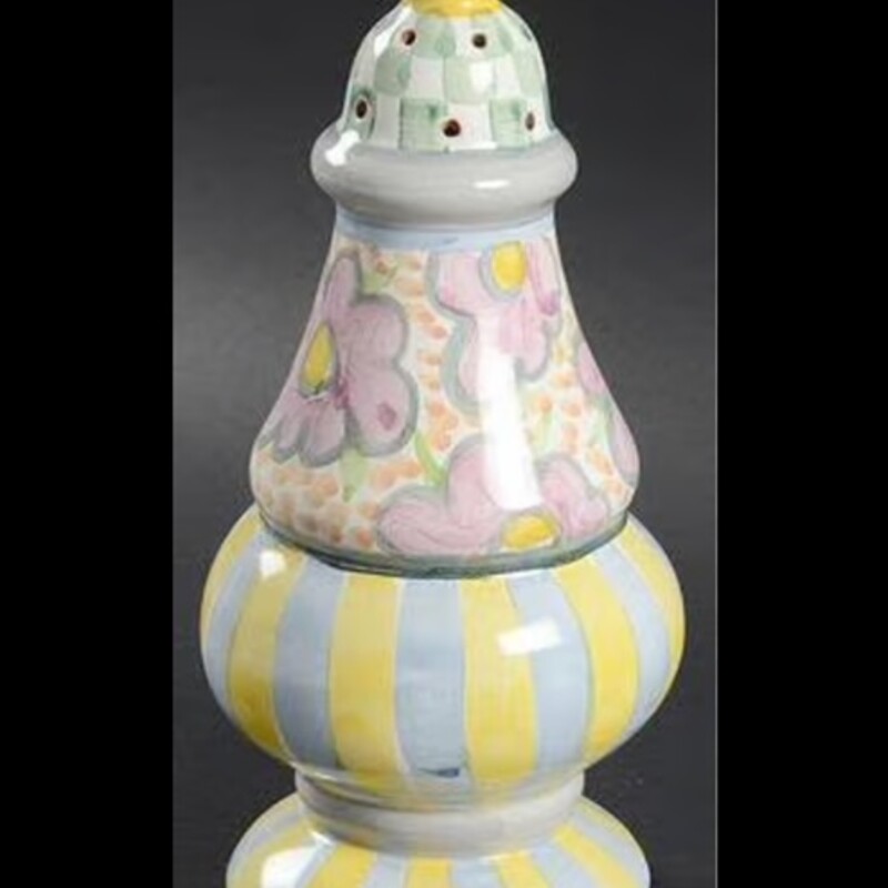 Mackenzie Childs Myrtle Sugar Shaker
Pink Blue Yellow White Size: 4 x 8.5H