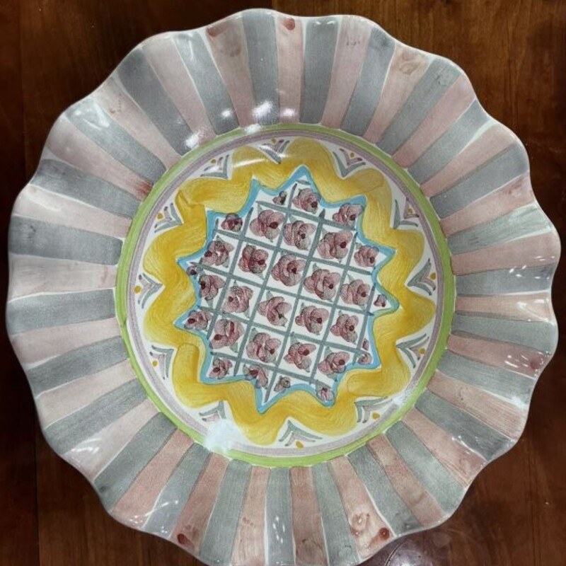 Mackenzie Childs Rose Cottage Salad Plate
Red Yellow Pink Blue Size: 9 diameter