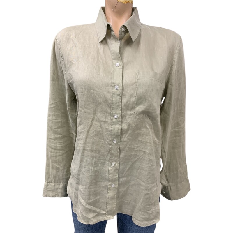 H&M Linen, Olvgren, Size: S