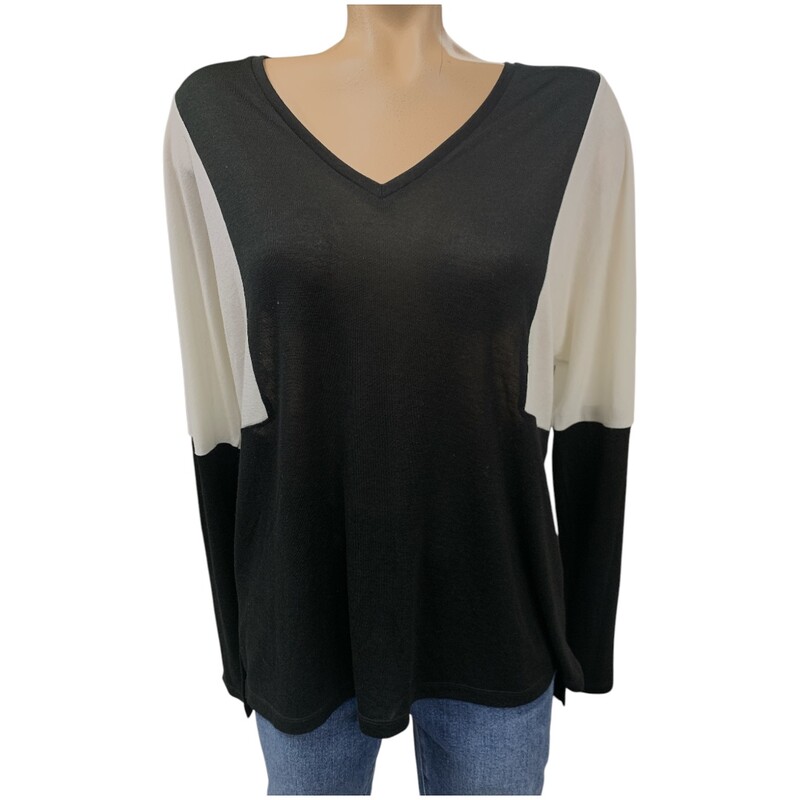 Vince TOp LS, Blk/whit, Size: M