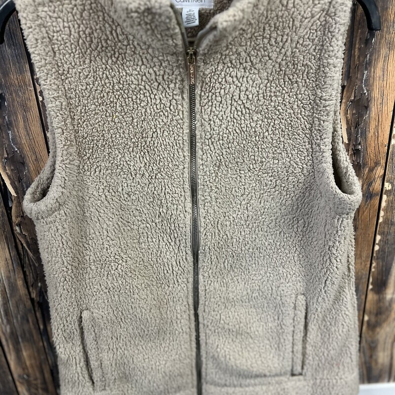 Tan Fuzzy Vest Calvin Klein, Size: S