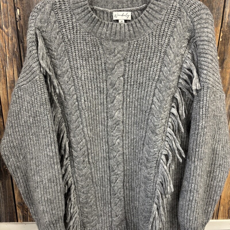 Gray Frilly Sweater, Size: M