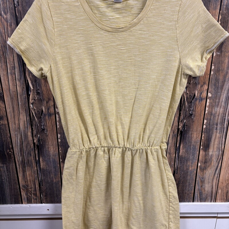 Yellow White Stripe Dress, Size: S