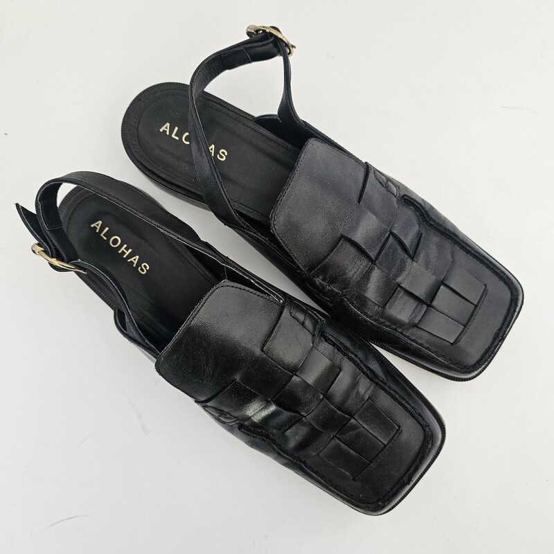 Alohas Leather, Black, Size: 40/9