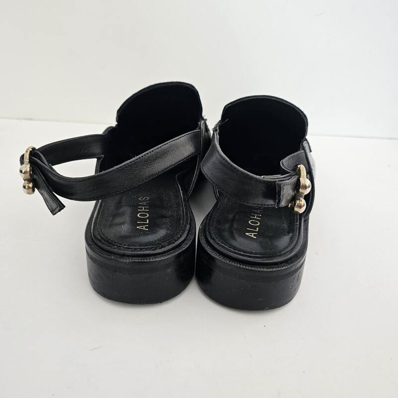 Alohas Leather, Black, Size: 40/9