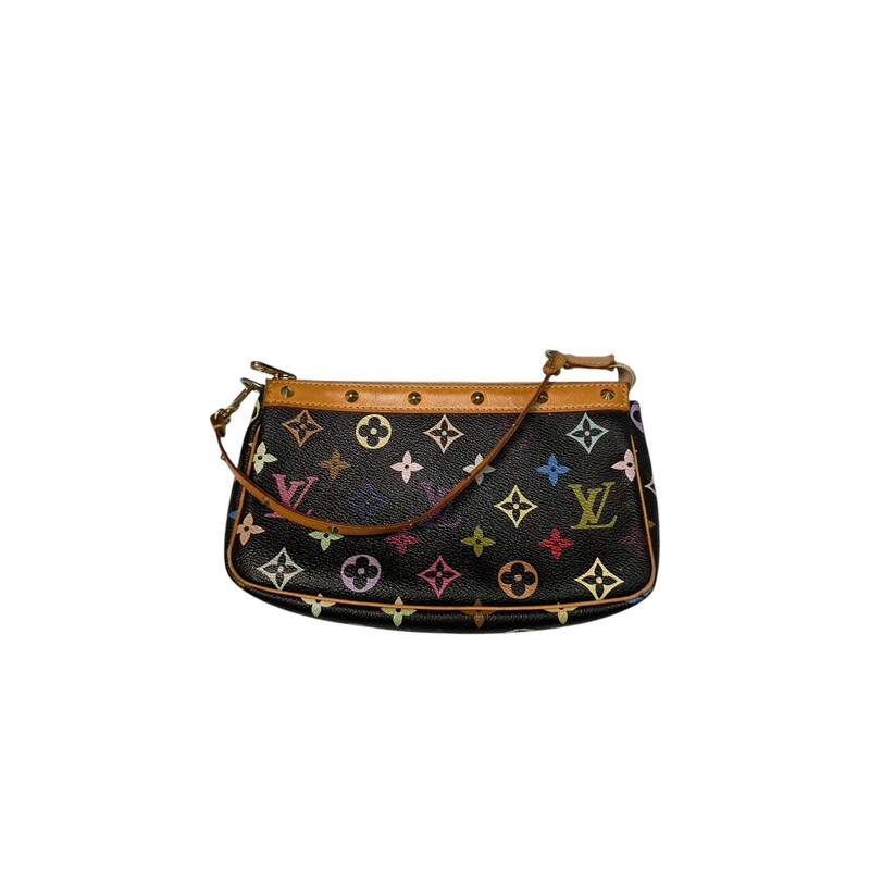 Louis Vuitton Black Takashi Murakami, Multicolor Pouchette

Date Code: SD0084

Dimensions:
8 inch x 5 inch x 1.5 inch
6 inch strap drop

Good condition
Patina on the leather
Minor wear on corners

Does not come with the original dust bag or box