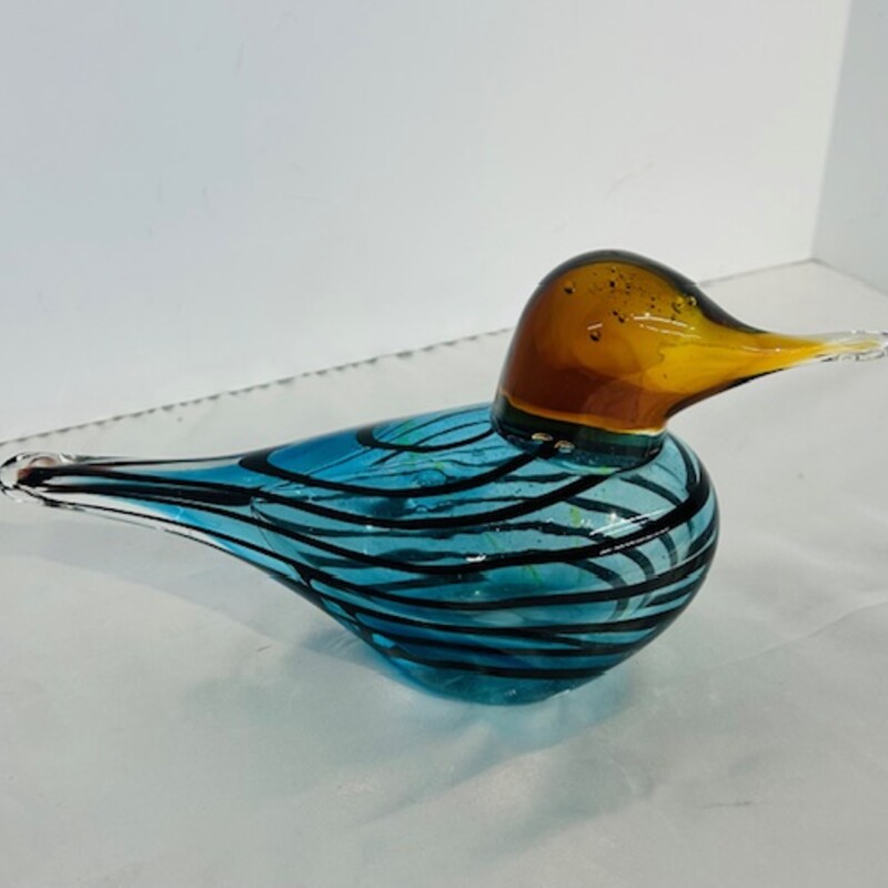 Murano Glass Striped Duck
Blue Brown Amber Size: 10 x 4.5H