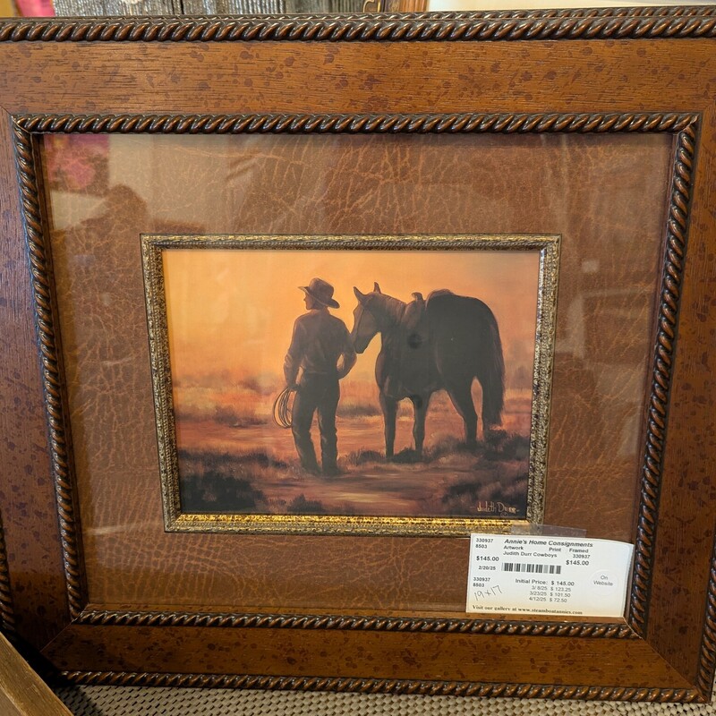 Judith Durr Cowboys, Print, Framed 19w x 17h