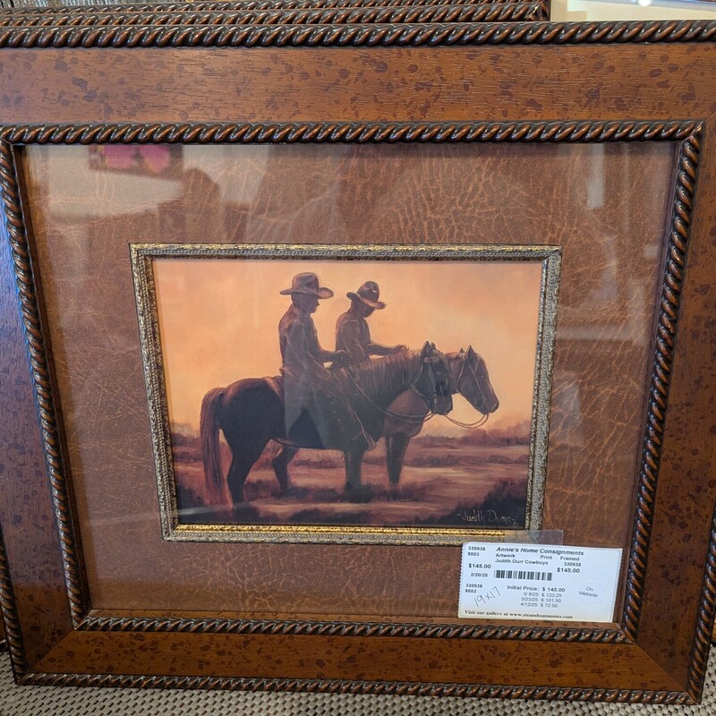 Judith Durr Cowboys, Print, Framed 19w x 17h