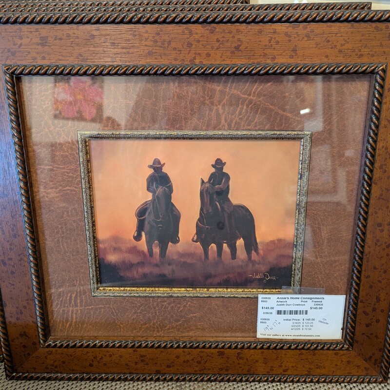 Judith Durr Cowboys, Print, Framed 19w x 17h