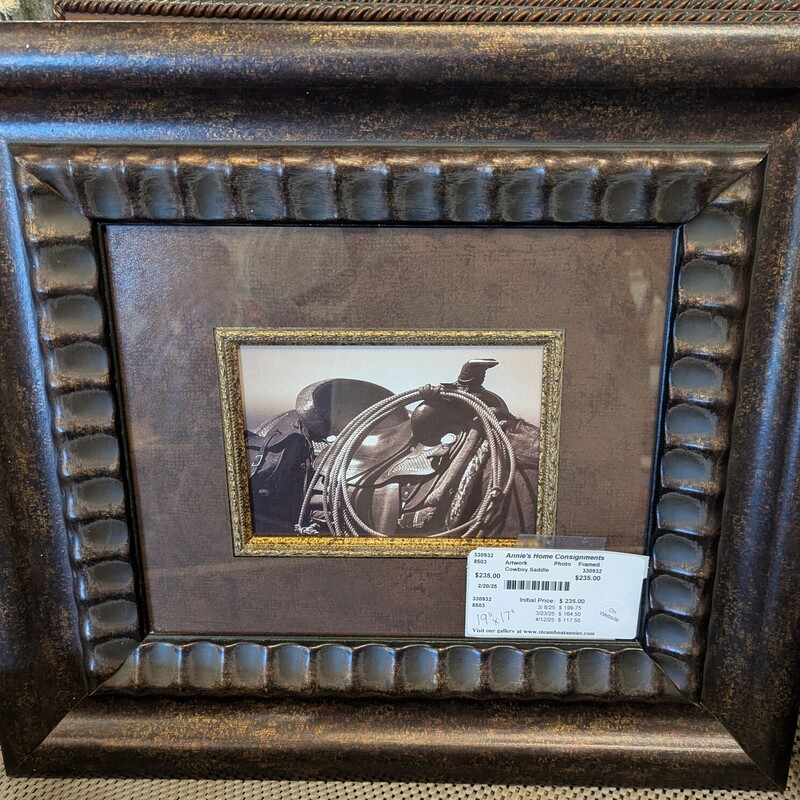 Cowboy Saddle, Photo, Framed 19w x 17h