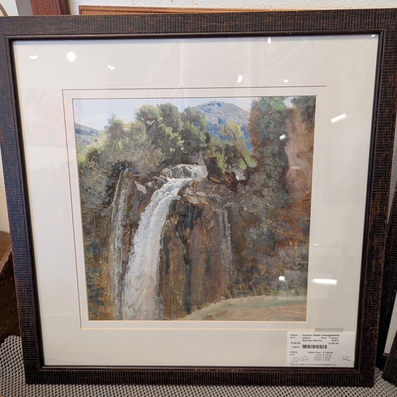 Mountain Waterfall, Print, Framed 22x22