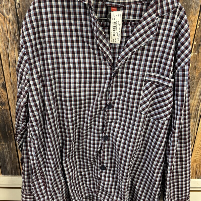 Blue Red Check PJs, Size: L