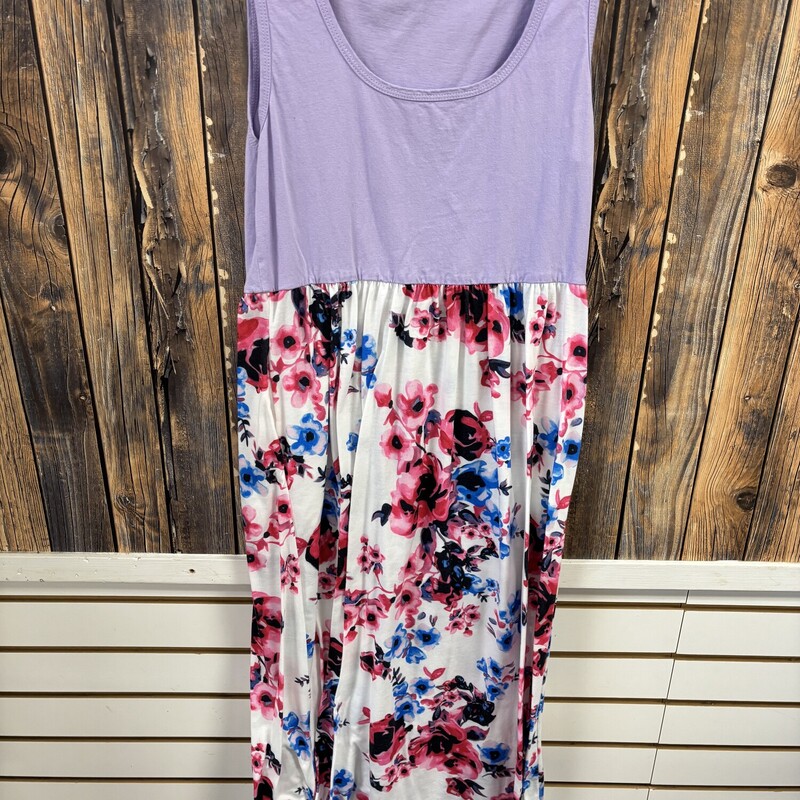 Long Purple Flower Dress, Size: M