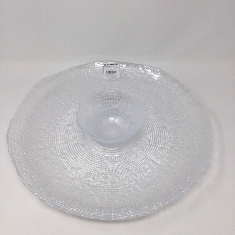 Bowring Platter & Dip Set,
Pressed Glass,
Size: 15 In