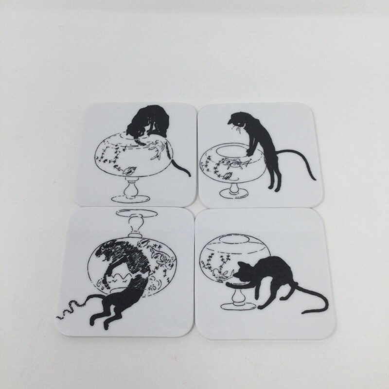 Cat & Fishbowl Coasters