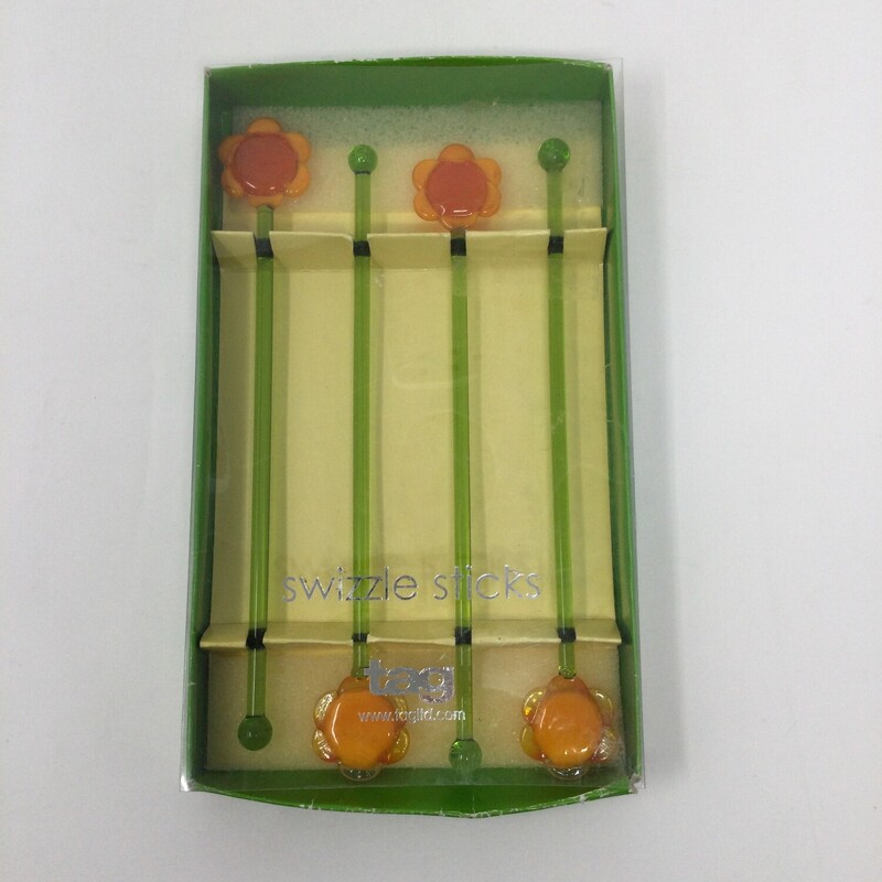 Glass Swivel Sticks,
Orange/Green,
Size: Set Of 4