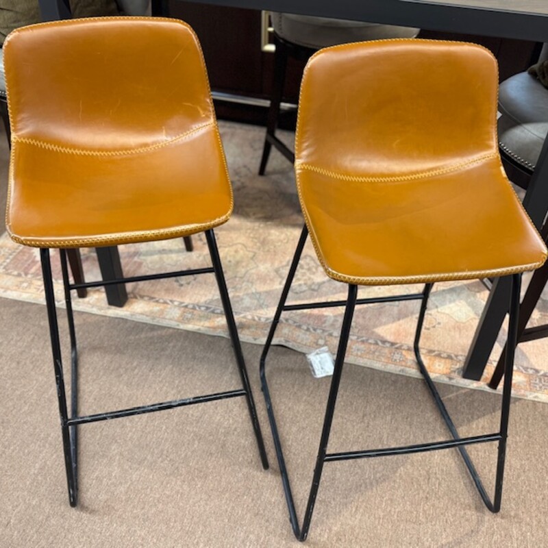 Set 4 Faux Leather Stools