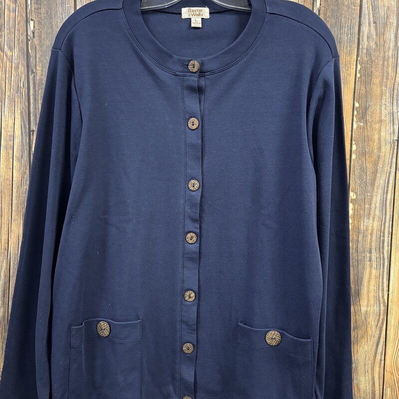 NWT Blue Button Sweater, Size: Large