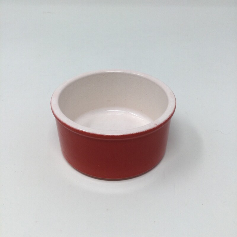 Ramekin Dish,
Red/Cream,
Size: 3.25 X 2.7 In