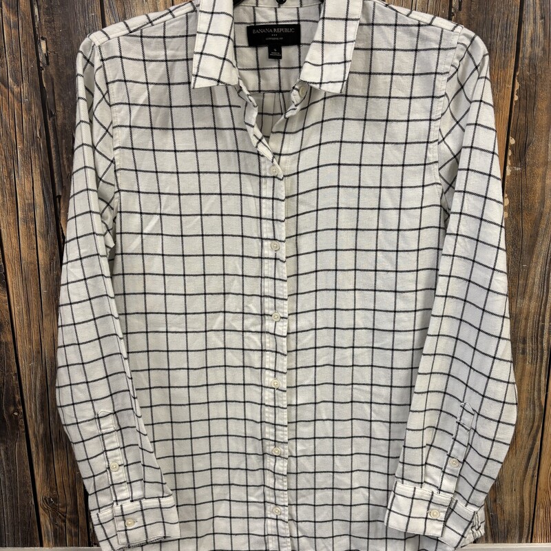 Black White Check Buttonup shirt, Size: S, Banana Republic