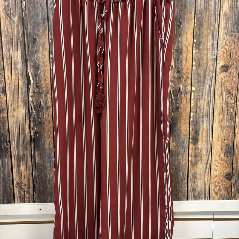 Red Stripe Flowy Pants, Size: M