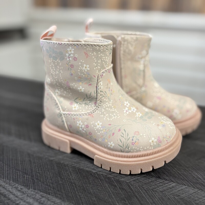 Pink Flowers Boots, Size: 5c