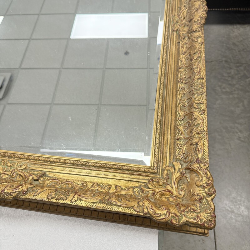 Gold Gilt Vintage Mirror, Beveled<br />
Size: 42x30