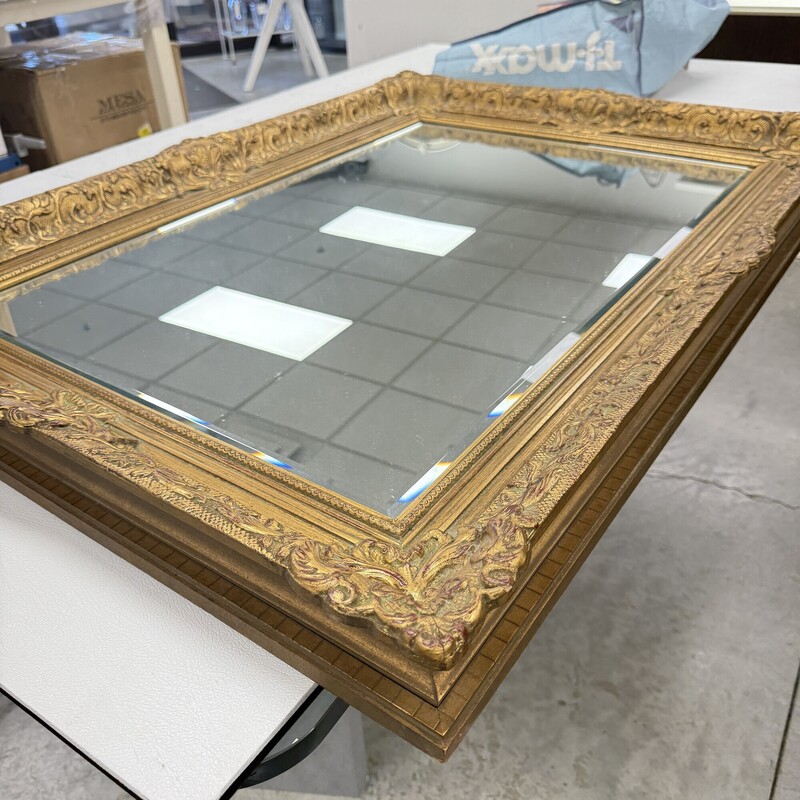 Gold Gilt Vintage Mirror, Beveled
Size: 42x30