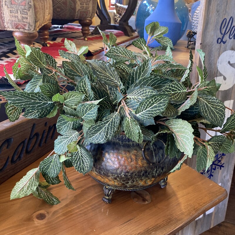 Faux Plant In Copper Pot