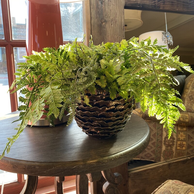 Faux Fern In Metal Pot