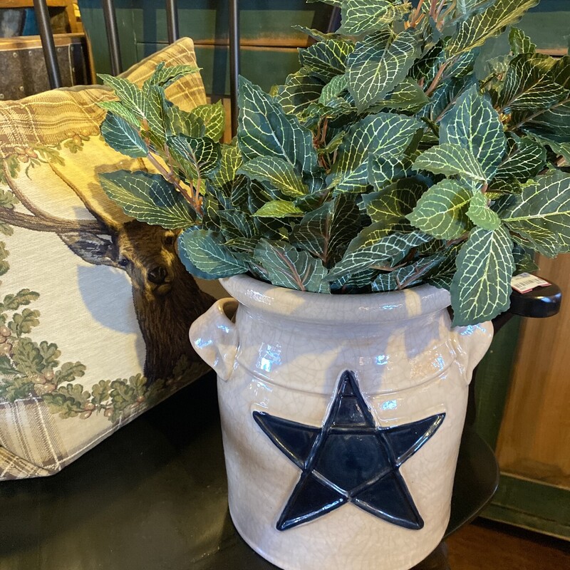 Faux Plant In Star Pot