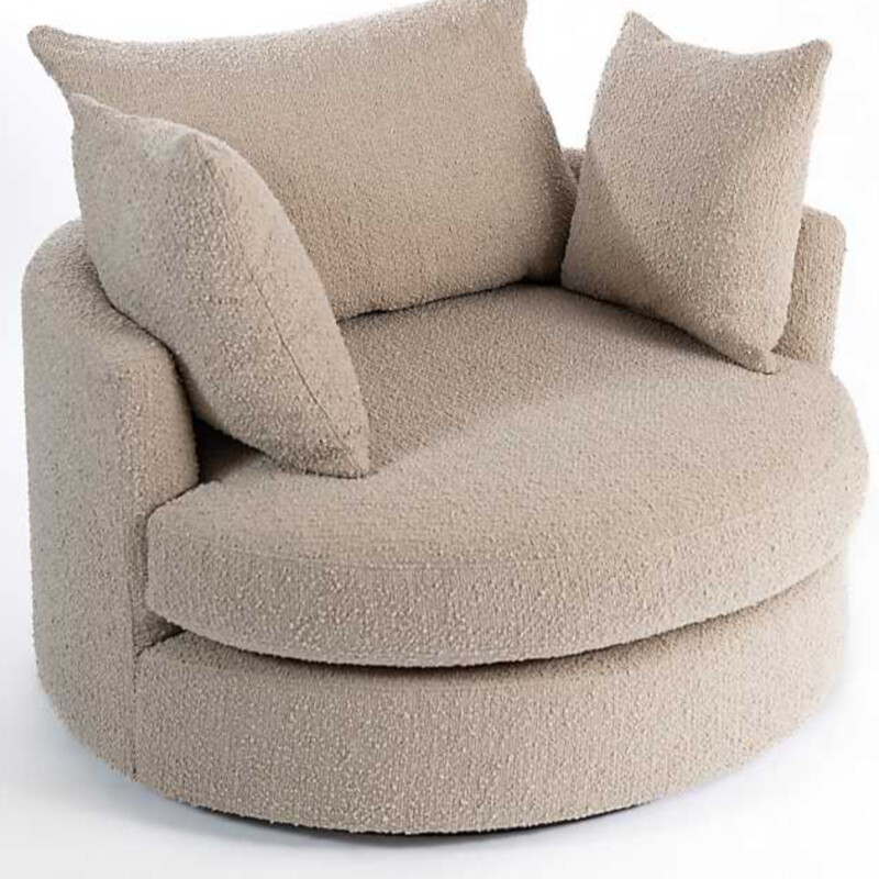 Round Swivel Chair, Boucle, Sand
44w x 42d x 34h Seat 17