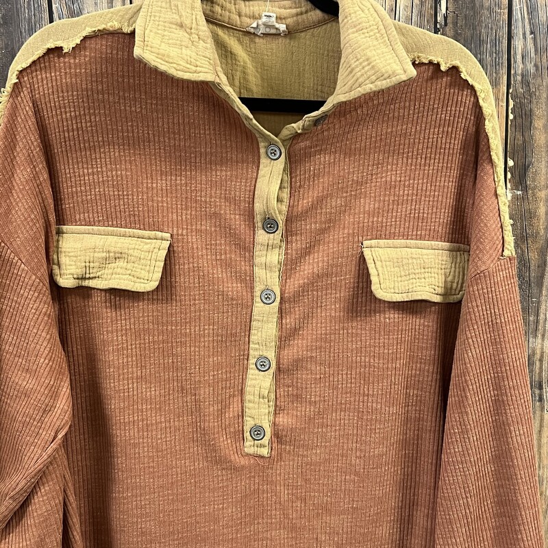 Rust Gold Button Shirt, Size: S