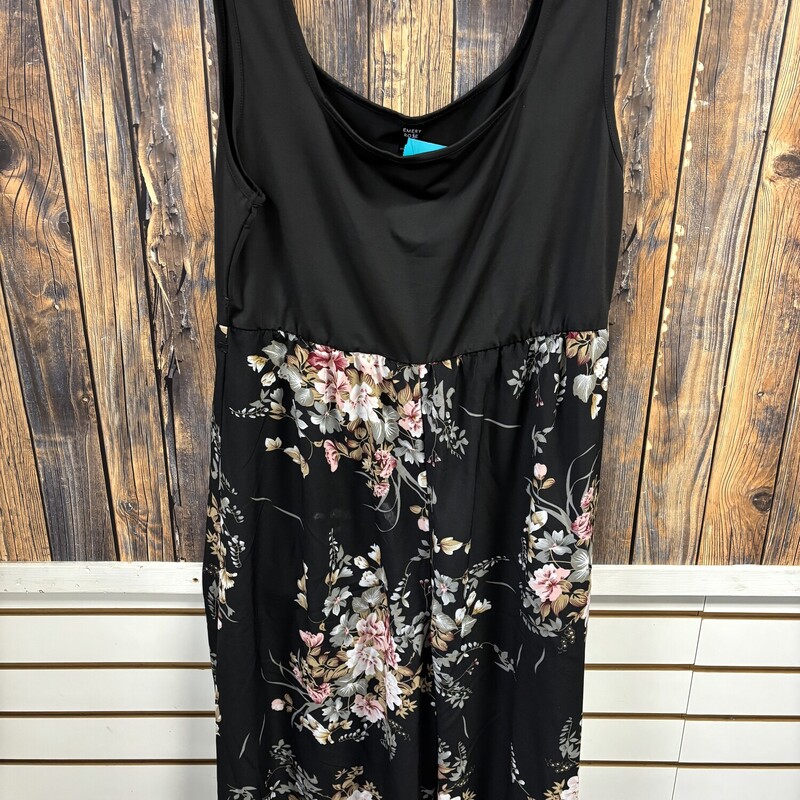 Black Flower Romper, Size: XL