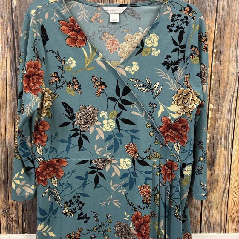 Teal Flower Shirt, Size: M