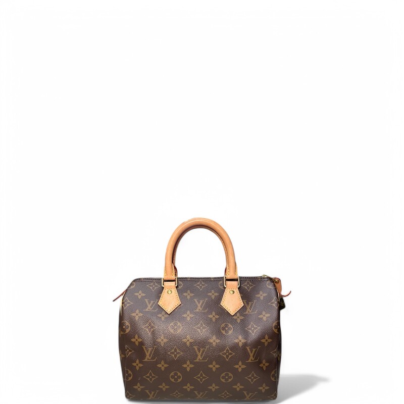 Louis Vuitton Speedy 25 Monogram

Date Code: Mircochipped comes with entrupy certificate.

Dimensions:
Base length: 10 in
Height: 7.5 in
Width: 5.75 in
Drop: 3.5 in

In excellent condition. Light patina to the handles.

Comes with dust bag, box, lock, and keys.